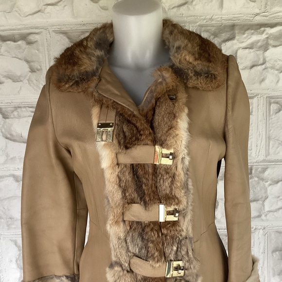 Penny Lane Vintage 70s Leather and Fur Women’s Coat Size Small - Picture 2 of 16